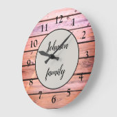 Rosa Glam Moderne Holzfamilie Große Wanduhr (Winkel)