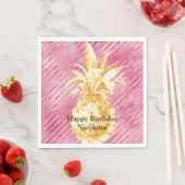 Rosa Glam Streifen Gold Tropische Ananas Serviette (Beispiel)