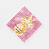 Rosa Glam Streifen Gold Tropische Ananas Serviette (Ecke)