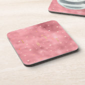 Rosa Glam Wasserfarben Liebe Herz Getränkeuntersetzer (Linke Seite)