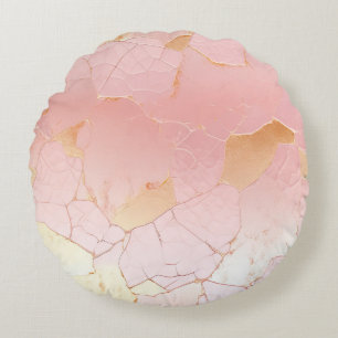 Rosa Glamour Gold Abstrakt Rundes Kissen