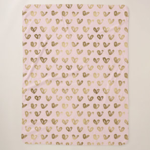 Rosa Glamour Gold Herzen Sherpadecke