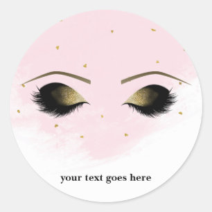 Rosa Glamour Gold Make-up Wimpern Geschenkset Runder Aufkleber