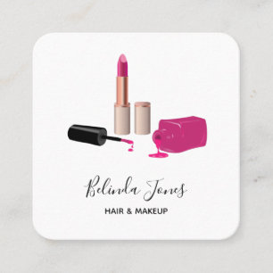 Rosa Glamour Lippenstift- und Nagellack-Schönheits Quadratische Visitenkarte
