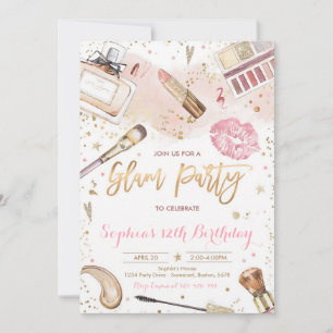 Rosa Glamour-Spa-Make-up-Geburtstag Einladung