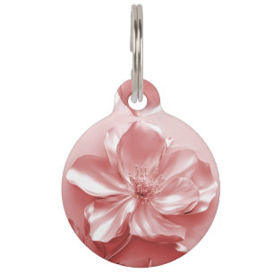 Rosa glänzende 3D Kirschblüten-Blume personalisier Haustiermarke