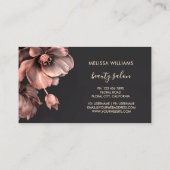 Rosa glänzende Blumen schwarzes Logo Visitenkarte (Rückseite)