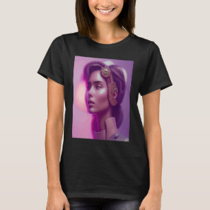 Rosa glänzende Frau Look Lila Outfit Inspo Orange T-Shirt