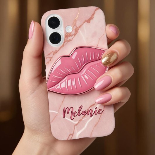 Rosa, glänzende Lippen aus Marmor Case-Mate iPhone Hülle
