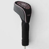 Rosa glänzendes Mandala Schwarz Golf Headcover (angewinkelt)