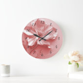 Rosa glänzendes metallisches 3D-Blüten Große Wanduhr (Zuhause)
