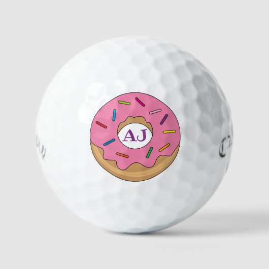 Rosa Glasierte Donut mit Sprinklen Golfball (Vorderseite)