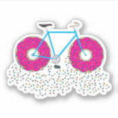 Rosa Glasierte Donut Räder Fahrrad mit Sprinklen Aufkleber (Vorderseite)