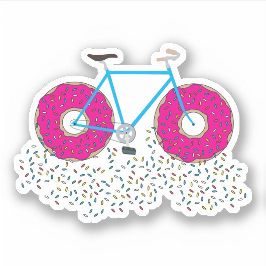 Rosa Glasierte Donut Räder Fahrrad mit Sprinklen Aufkleber (Vorderseite)