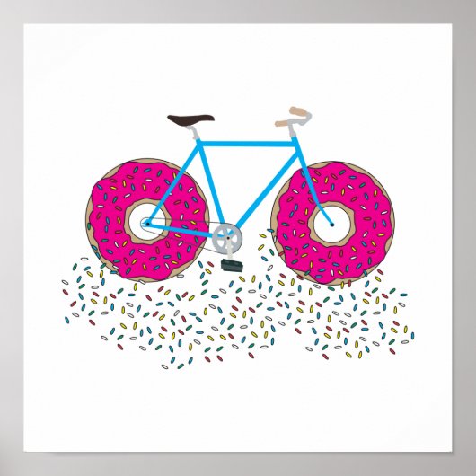 Rosa Glasierte Donut Räder Fahrrad mit Sprinklen Poster (Vorne)