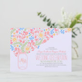 Rosa Glaskeramik kreative Blume Einladung Hochzeit (Stehend Vorderseite)