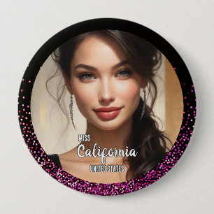 Rosa Glimmer-Schönheitswettbewerb-Foto-Button-Anst Button