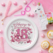 Rosa Glitter 18. Geburtstag Pappteller (Party)