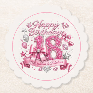 Rosa Glitter 18. Geburtstag Untersetzer