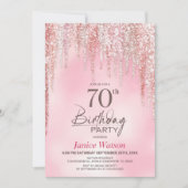 Rosa Glitter 70. Geburtstagsfeier Einladung (Vorderseite)