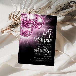Rosa Glitter-Ball-Party Einladung