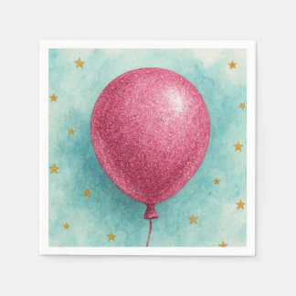 Rosa Glitter-Ballon-Servietten. Serviette