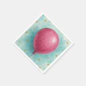 Rosa Glitter-Ballon-Servietten. Serviette (Ecke)