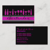 Rosa Glitter-Barkeeper trinkt Geschäftskarte Visitenkarte (Vorne/Hinten)