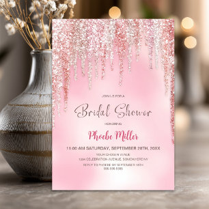 Rosa Glitter-Brautparty-Einladung Einladung
