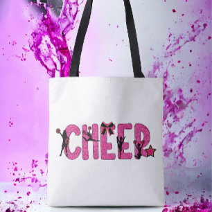 Rosa Glitter Cheer Bows & Cheerleader Posen Tasche