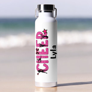 Rosa Glitter Cheer Personalisiert Trinkflasche