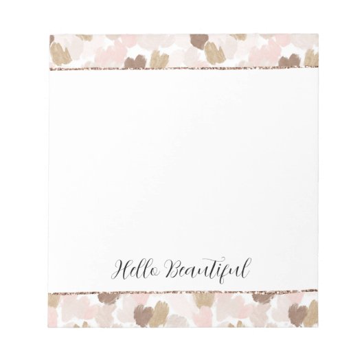 Rosa Glitter Creme Braun Herzen  Notizblock (Vorderseite)