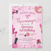 Rosa Glitter-Dreijährige-Make-up-Geburtstag Einladung (Vorderseite)