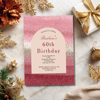 Rosa Glitter Glam Bling Funkeln 60. Geburtstag Einladung