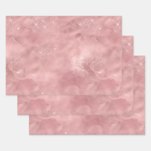Rosa Glitter Glam Bling Trendige Stylische Für ihr Geschenkpapier Set