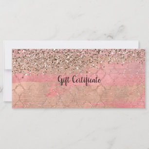 Rosa Glitter Glamour Geschenkgutschein im marokkan