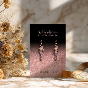 Rosa Glitter Glitter schwarze Schmuck Ohrhänger An Visitenkarte
