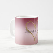 Rosa Glitter Gold Liebe Forever Kaffeetasse (Vorderseite Links)