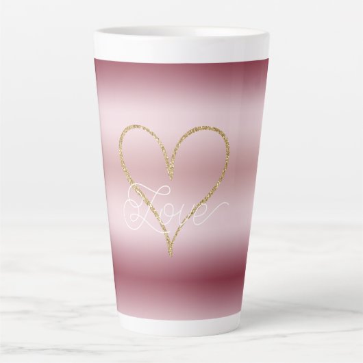 Rosa Glitter Gold Liebe Forever Milchtasse (Vorderseite)