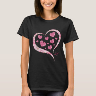 Rosa Glitter Herz Romantischer Froher Valentinstag T-Shirt