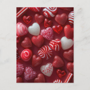 Rosa Glitter-Herzen-Design Valentinstagskarte Postkarte