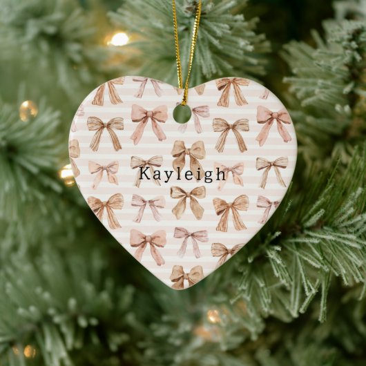 Rosa Glitter Herzen Liebe Keramik Ornament (Baum)
