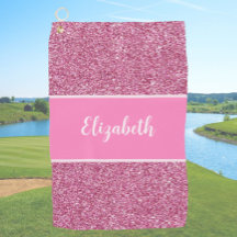 Rosa Glitter individuell benannter Golfhandtuch fü