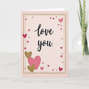 Rosa Glitter Lieb Dich Karte