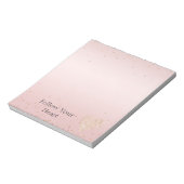 Rosa Glitter Liebe Gold Konfetti Herz Notizblock (Rotiert)