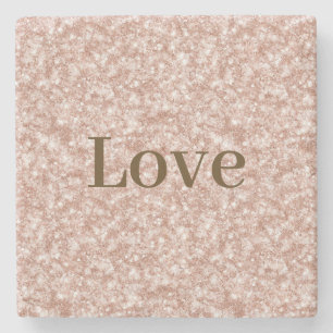 Rosa Glitter Liebe Valentinstag Steinuntersetzer