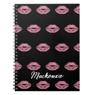 Rosa Glitter-Lippen mit individuellem Namen auf Sc Notizblock