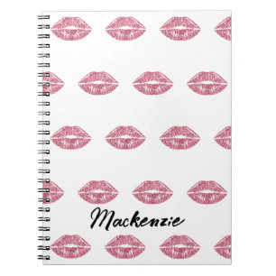 Rosa Glitter-Lippen mit individuellem Namen Notizblock