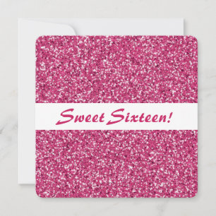 Rosa Glitter-Look-Muster Sweet Sixteen Geburtstag Einladung