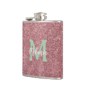 Rosa Glitter-Monogramm-Flasche Chic Flachmann (Links)